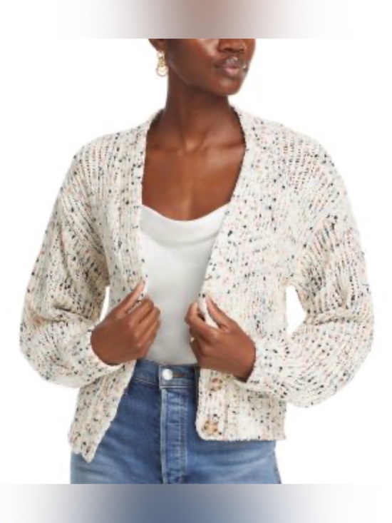 moon & madison Sweaters - moon & madison Confetti Ivory Speckled Open-Front Cardigan